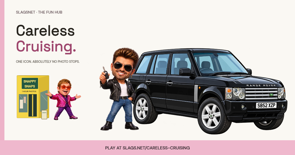 George Michael’s cartoon Slagvatar in Careless Cruising, with Elton and Snappy Snaps